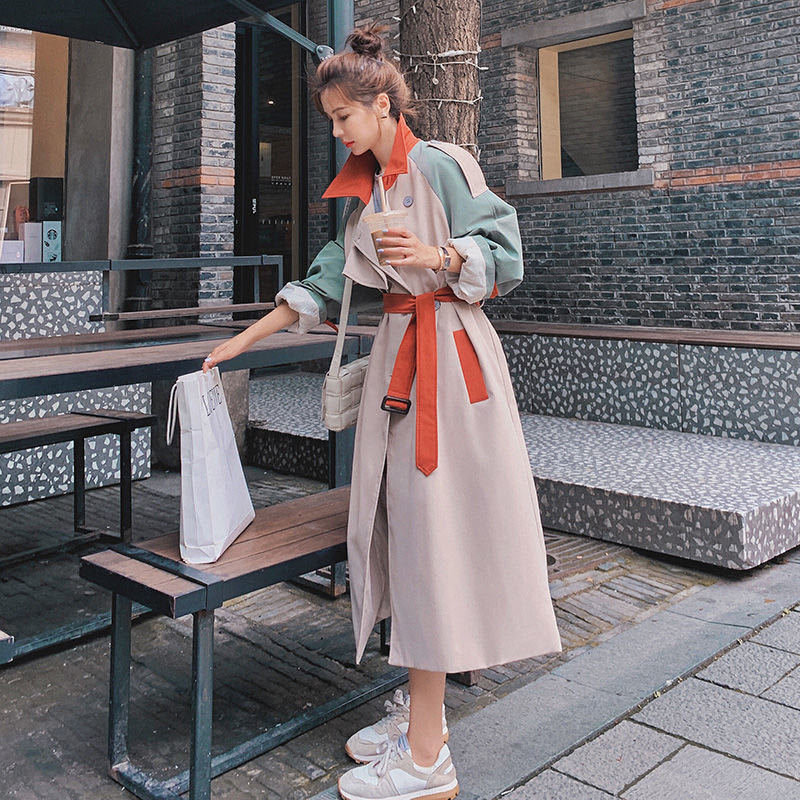 Mid-Length Loose Waist Over-The-Knee Women's Windbreaker
