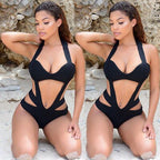Women's Black One-Piece Swimsuit Bodysuit