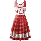 Women's Christmas Elk Digital Print Sleeveless Dress