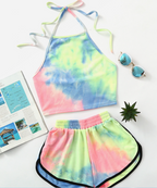 Tie-Dye Crop Top and Shorts Set - Casual and Stylish