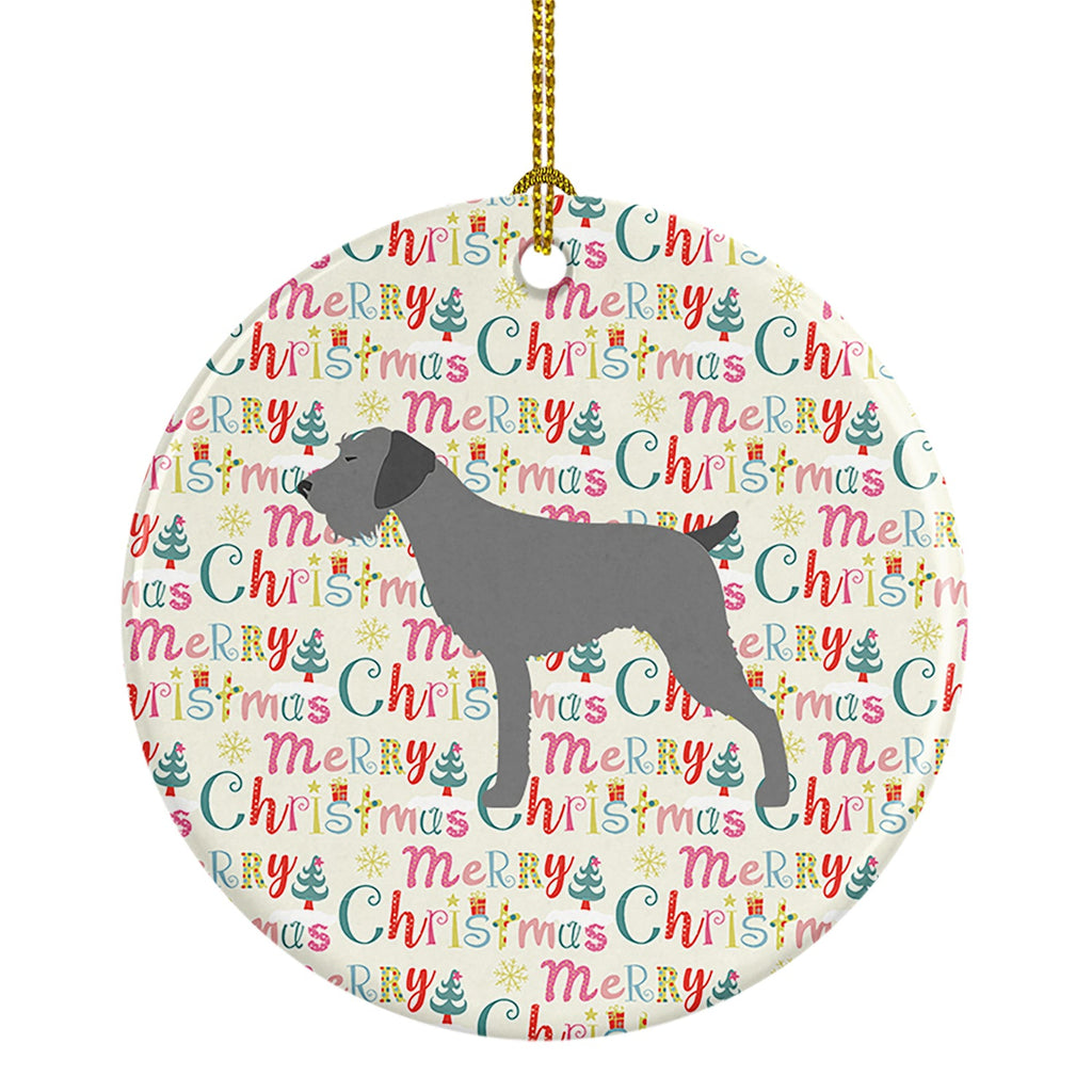 German Wirehaired Pointer Merry Christmas Ceramic Ornament