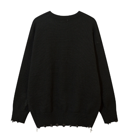 Men's Retro Round Neck Sweater with Star Design