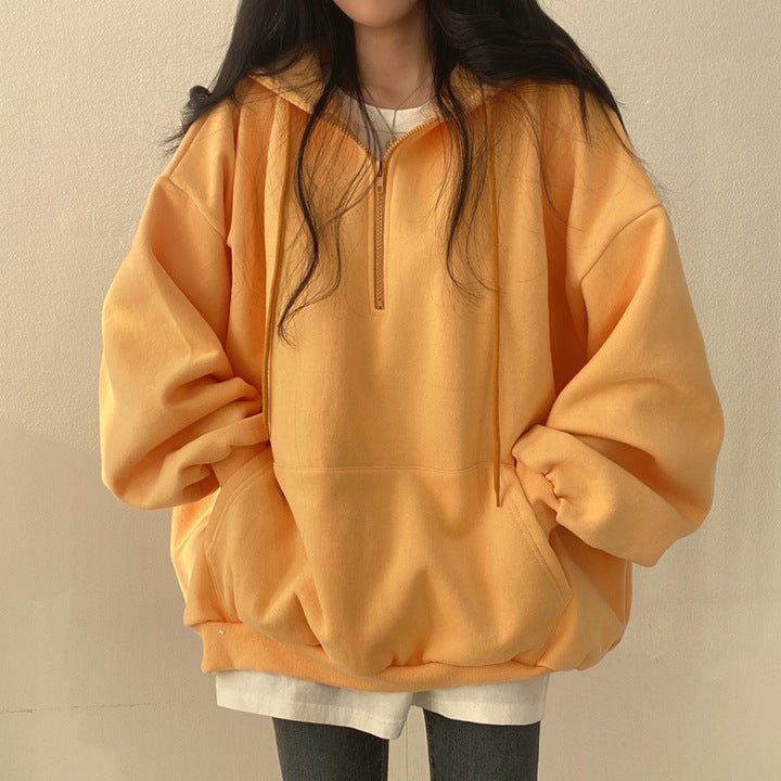 Fleece-lined Pullover Zipper Hoodie for Women | Streetwear
