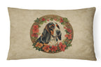 Basset Hound Christmas Flowers Throw Pillow