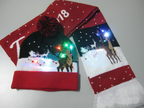 Scarf and Hat Set with LED and Reindeer Design | Embroidered Cap