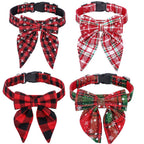 Christmas Plaid Dog Collar Bow Tie