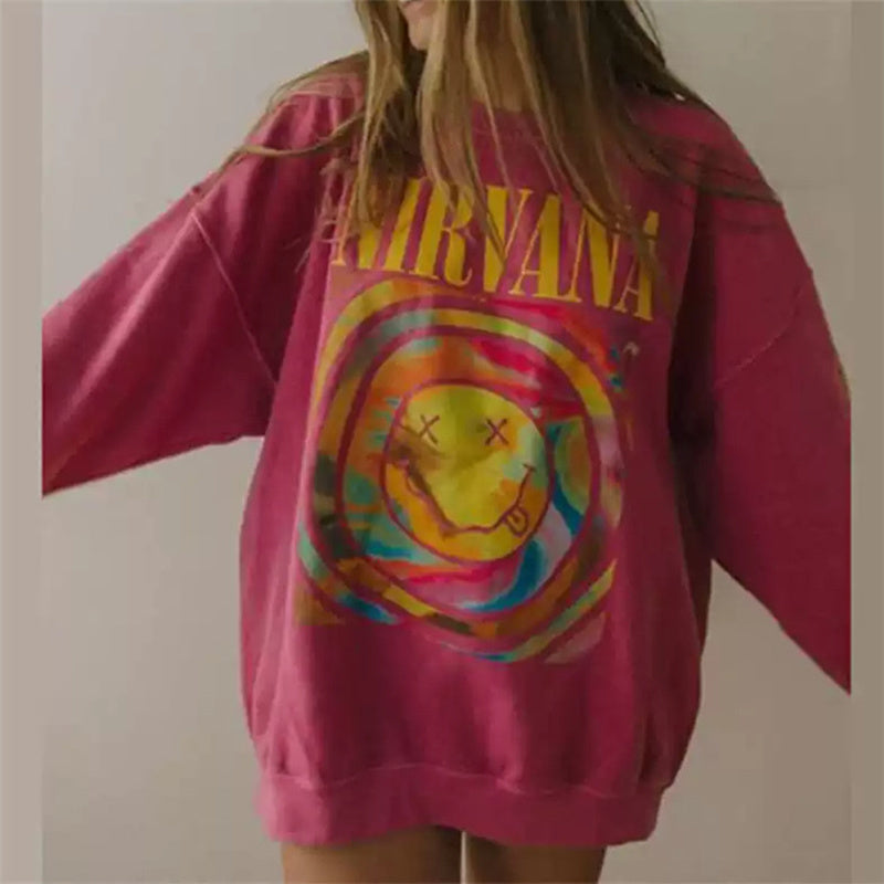 Y2K Cartoon Printed Oversized Long Sleeve Sweatshirt | Streetwear