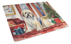 Lhasa Apso Cozy Christmas Glass Cutting Board