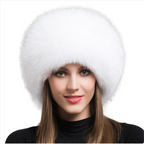 Luxurious Fox Fur Hat for Women – Ear Warmer | Embroidered Cap