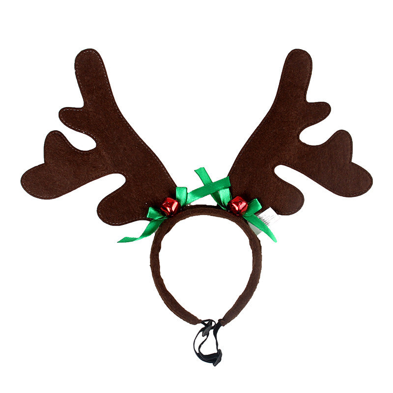 Christmas Dog Reindeer Headband with Santa Hat