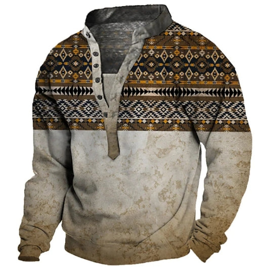 Men's Casual Long Sleeve Pullover with Chest Buttons | Streetwear