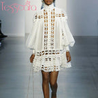 TESSCARA Women's Luxury Elegant Beaded Turtleneck Dress