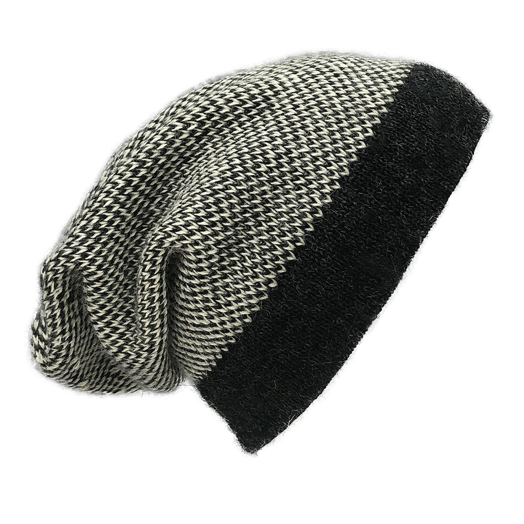 Midnight Interwoven Alpaca Beanie | Embroidered Cap