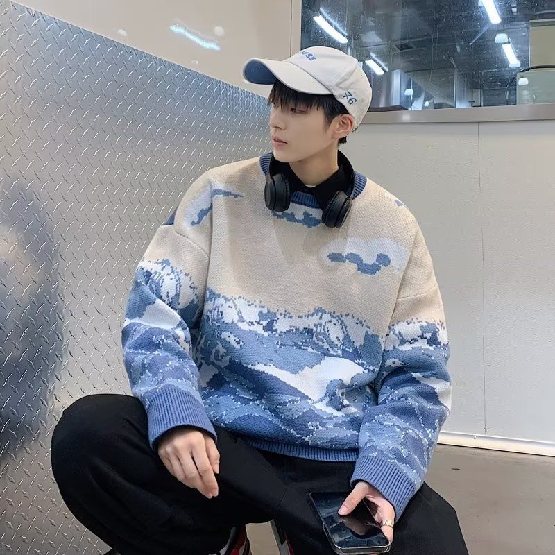 Retro Tie-Dye Crew Neck Pullover Sweater | Streetwear