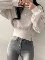 Women's Fitted Long Sleeve Crop Sweatshirt | Streetwear