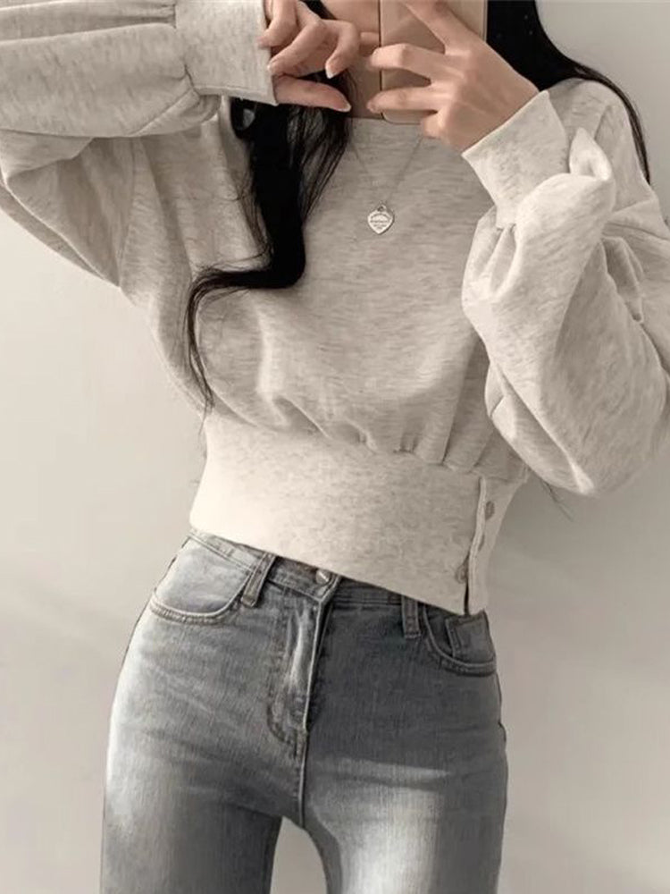 Women's Fitted Long Sleeve Crop Sweatshirt | Streetwear