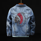 Prowow 2021 Retro Blue Denim Jacket with Embroidery