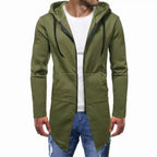 Men's Hooded Sweater Cardigan - Large Size, Mid Length