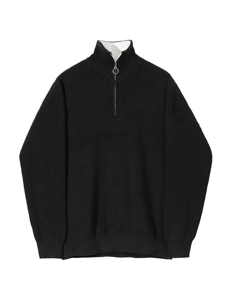MRCYC Half High Neck Zipper Knit Sweater
