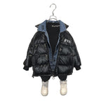 Boys Black Cotton Windbreaker Jacket for Winter 2023
