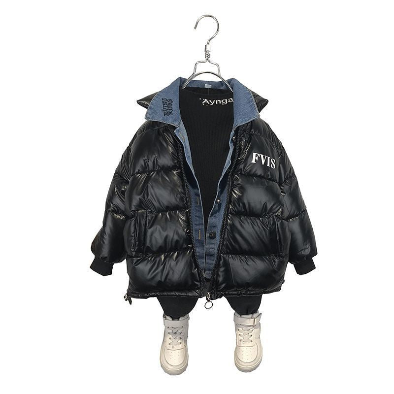Boys Black Cotton Windbreaker Jacket for Winter 2023