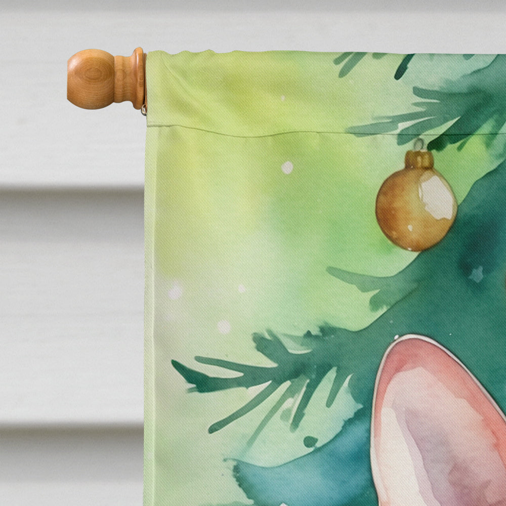 Donskoy Don Sphynx Cat By the Christmas Tree House Flag