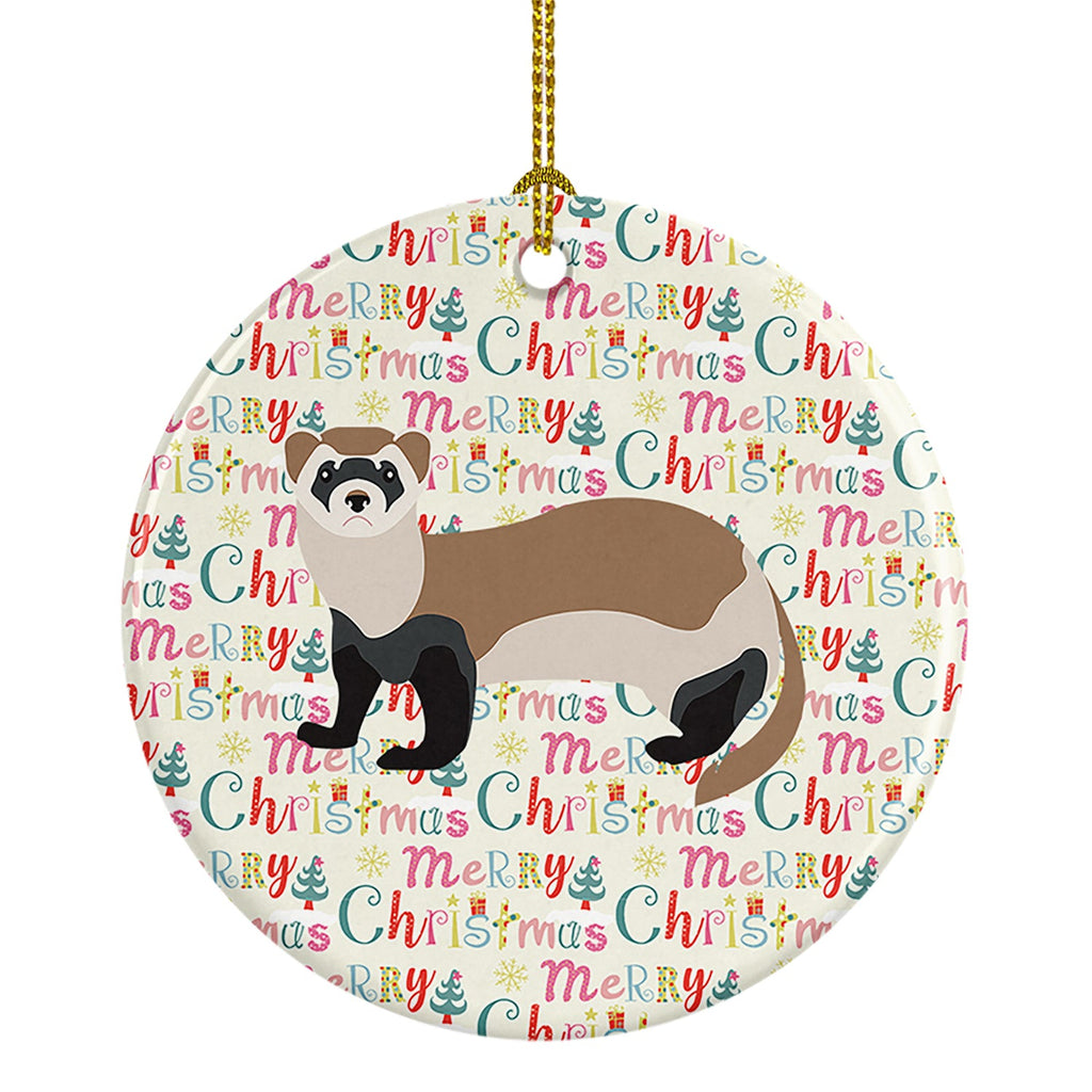 Ferret Christmas Ceramic Ornament