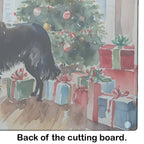 Flat-Coated Retriever Cozy Christmas Glass Cutting Board