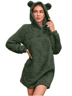 Cartoon Hooded Coral Fleece Home Sweater