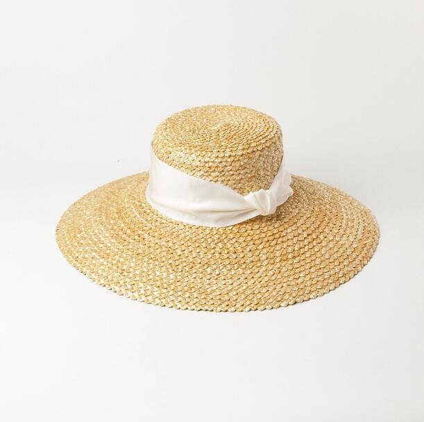 Wavy Pattern Braided Straw Beanie Hat | Embroidered Cap