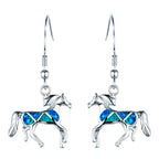Blue Opal Horse Drop Earrings