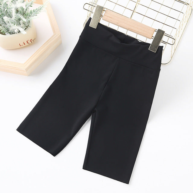 High Waist Elastic Slim Sports Shorts for Girls