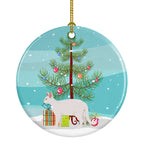 White Devon Rex Cat Christmas Ceramic Ornament