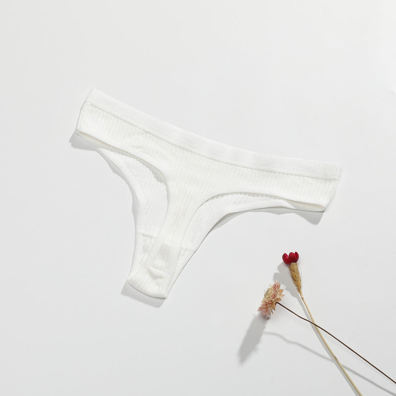 Pure Cotton Women's T-Back Panties - Fashionable Solid Color