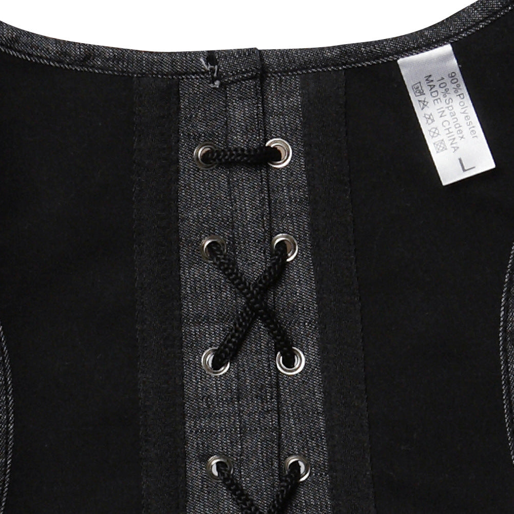 Gray Long-Line Shaping Bodysuit with Waist Control