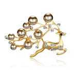 Korean Premium Coral Leaf Pearl Brooch for Christmas