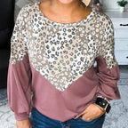 Casual Loose Leopard Splicing Sweater for Fall/Winter