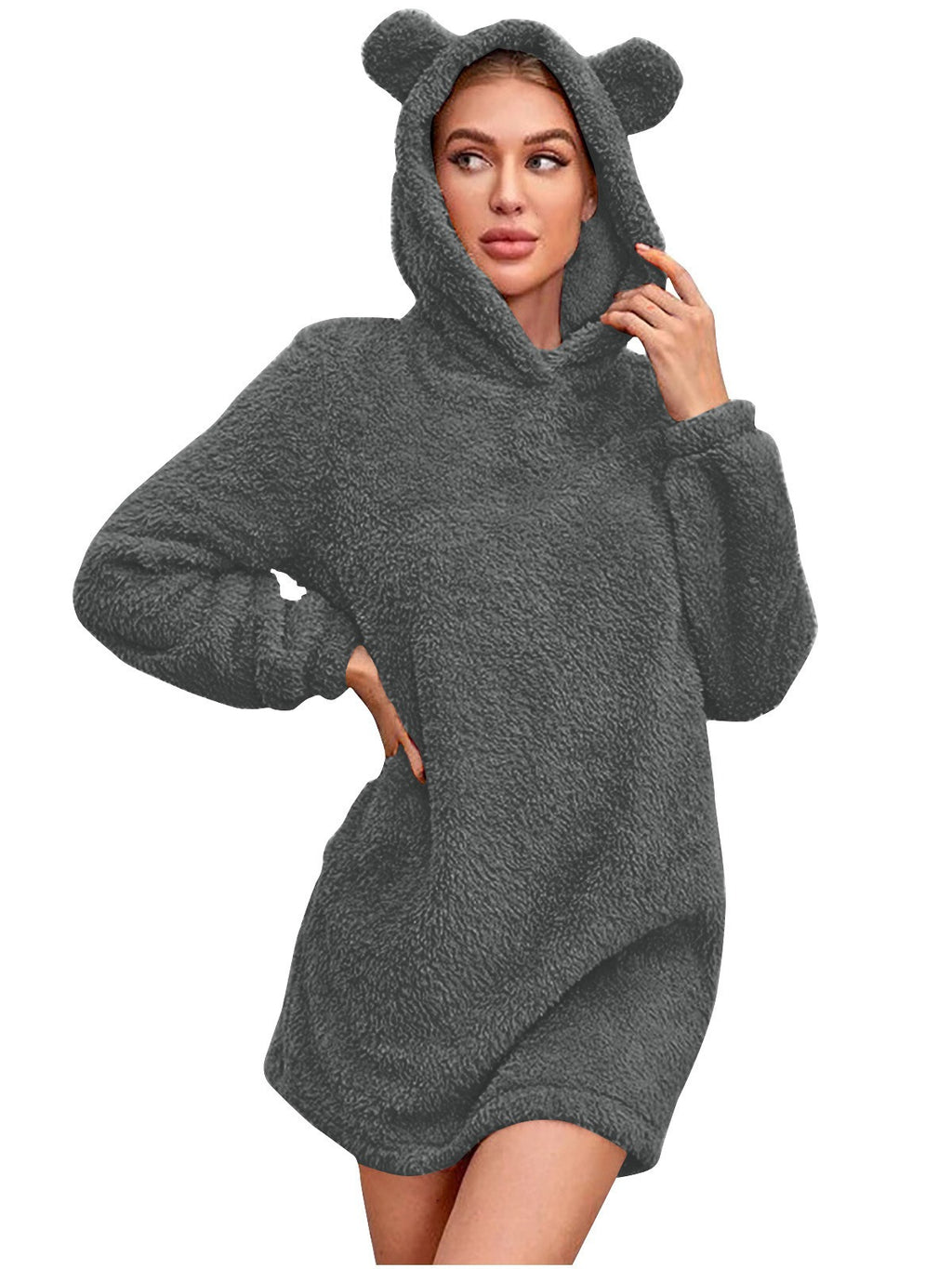 Cartoon Hooded Coral Fleece Home Sweater