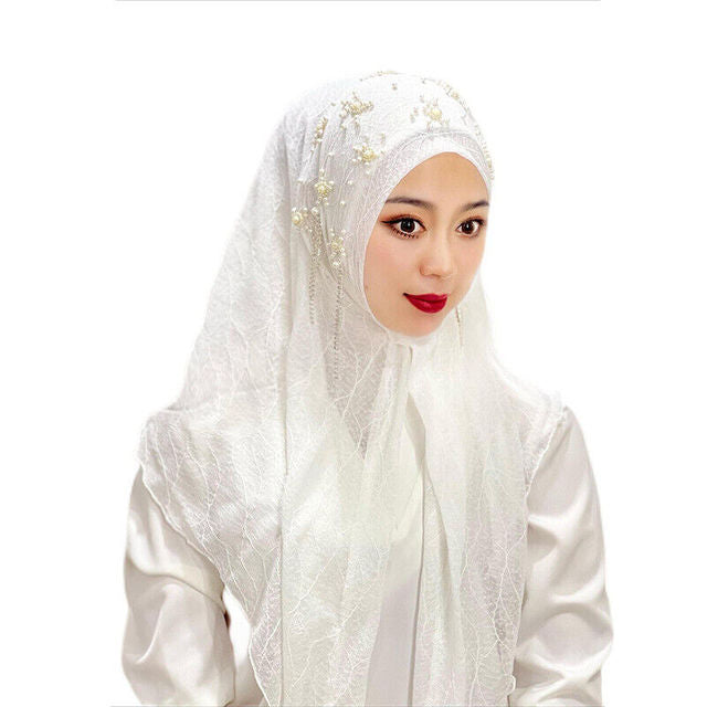 Fashion Muslim Hijab Scarf with Beads and Tassels