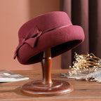Women's Warm Wool Felt Top Hat | Embroidered Cap
