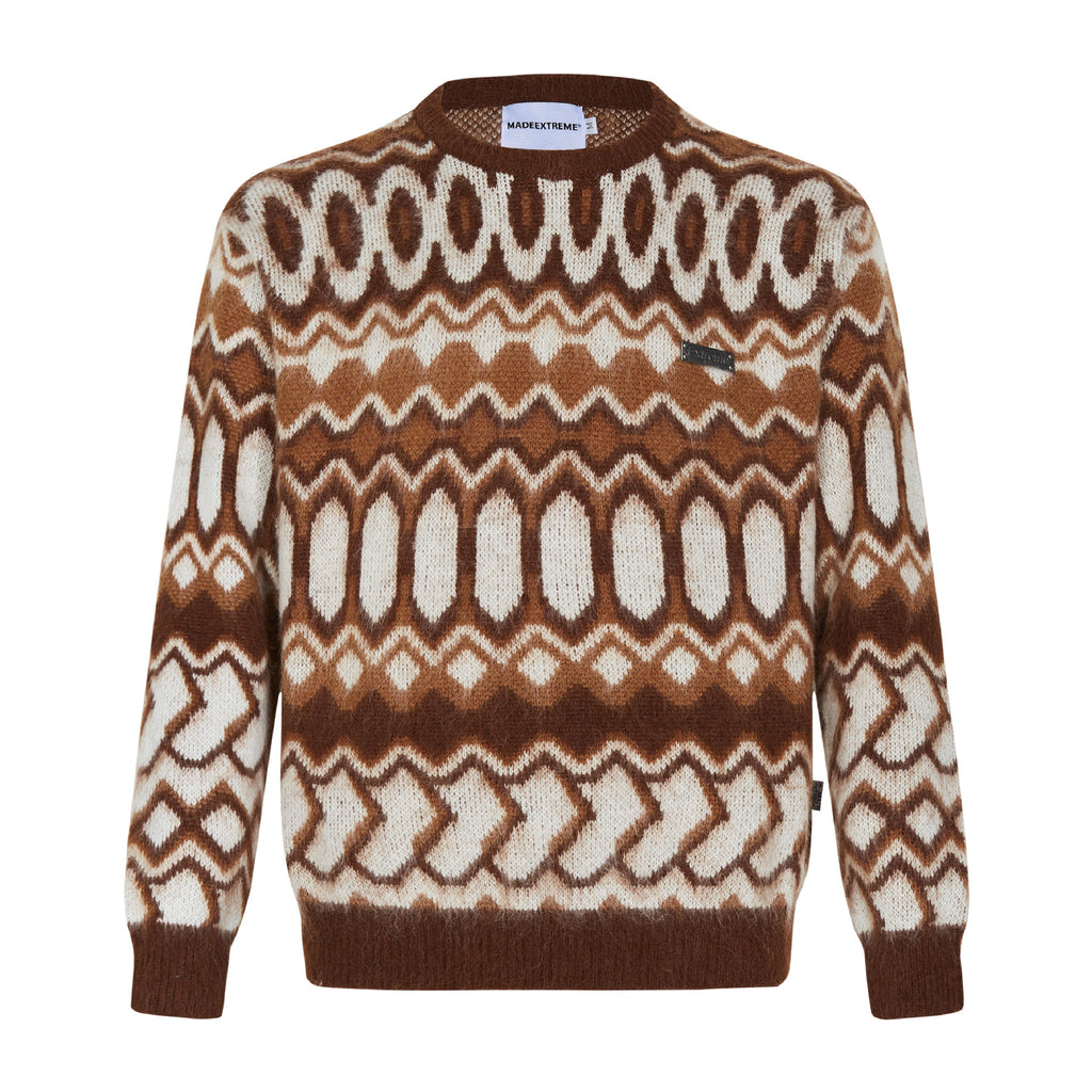 Street Retro Striped Round Neck Sweater for Unisex