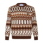 Street Retro Striped Round Neck Sweater for Unisex