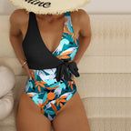 Women's One-Piece Bowknot Swimwear with Cross Design