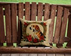 American Foxhound Christmas Flowers Throw Pillow