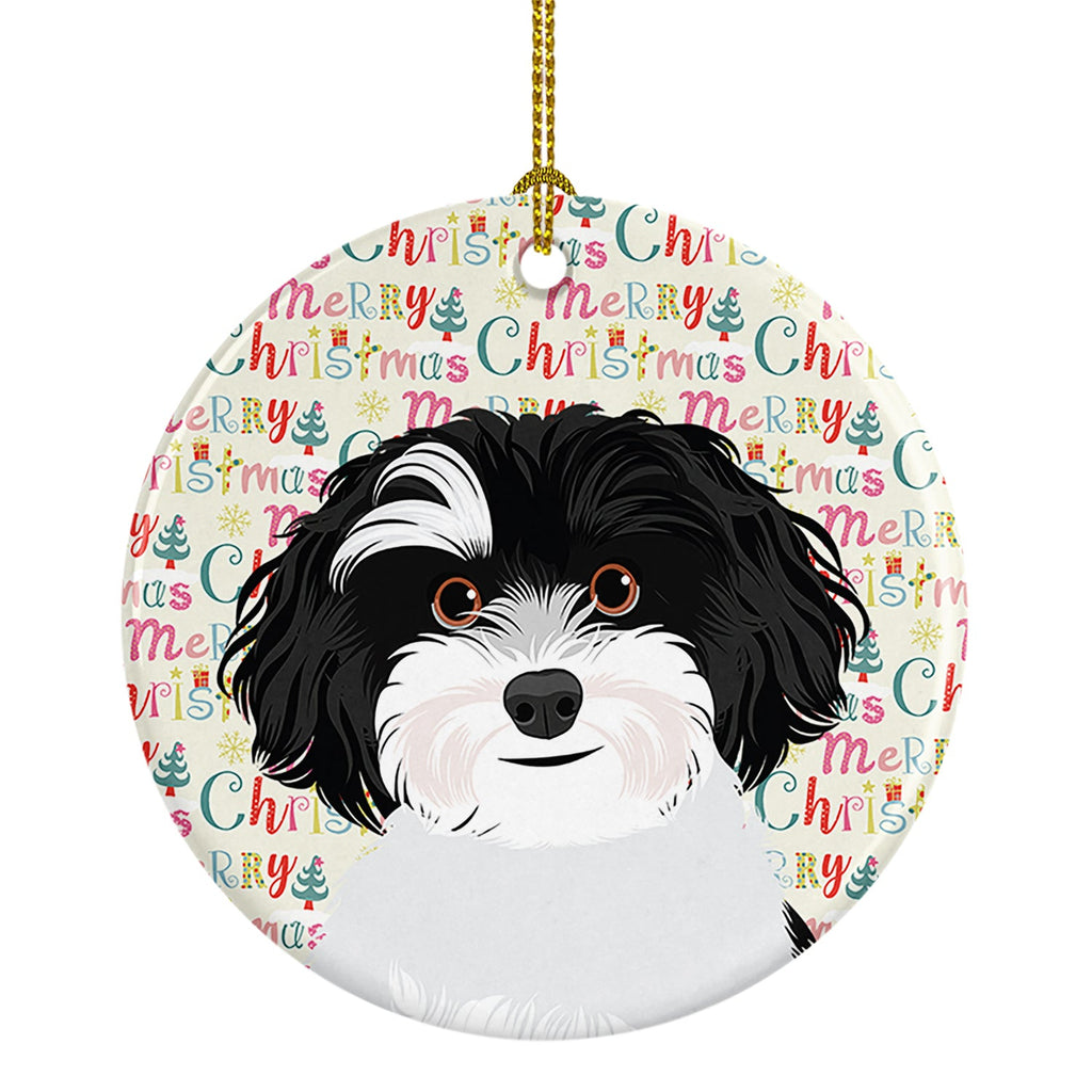 Shih-Tzu Black and White #1 Christmas Ceramic Ornament