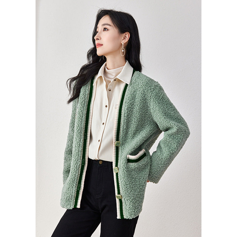 Mid-Length Temperament Plush Coat