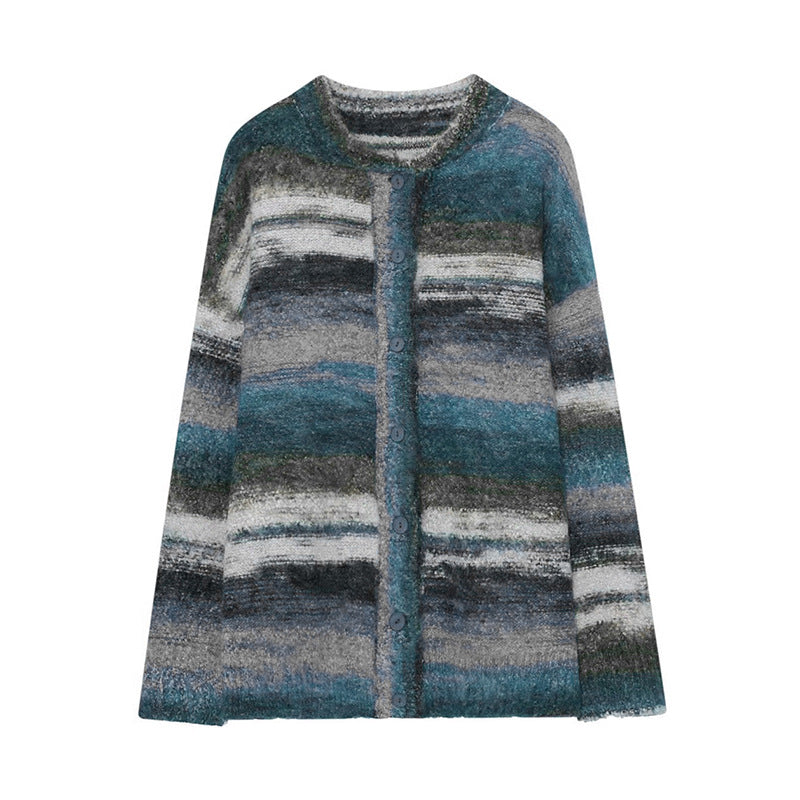 Autumn Contrast Color Pattern Knit Sweater