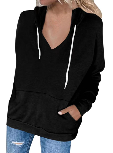 Women's Fleece Hooded Casual Top with Pockets