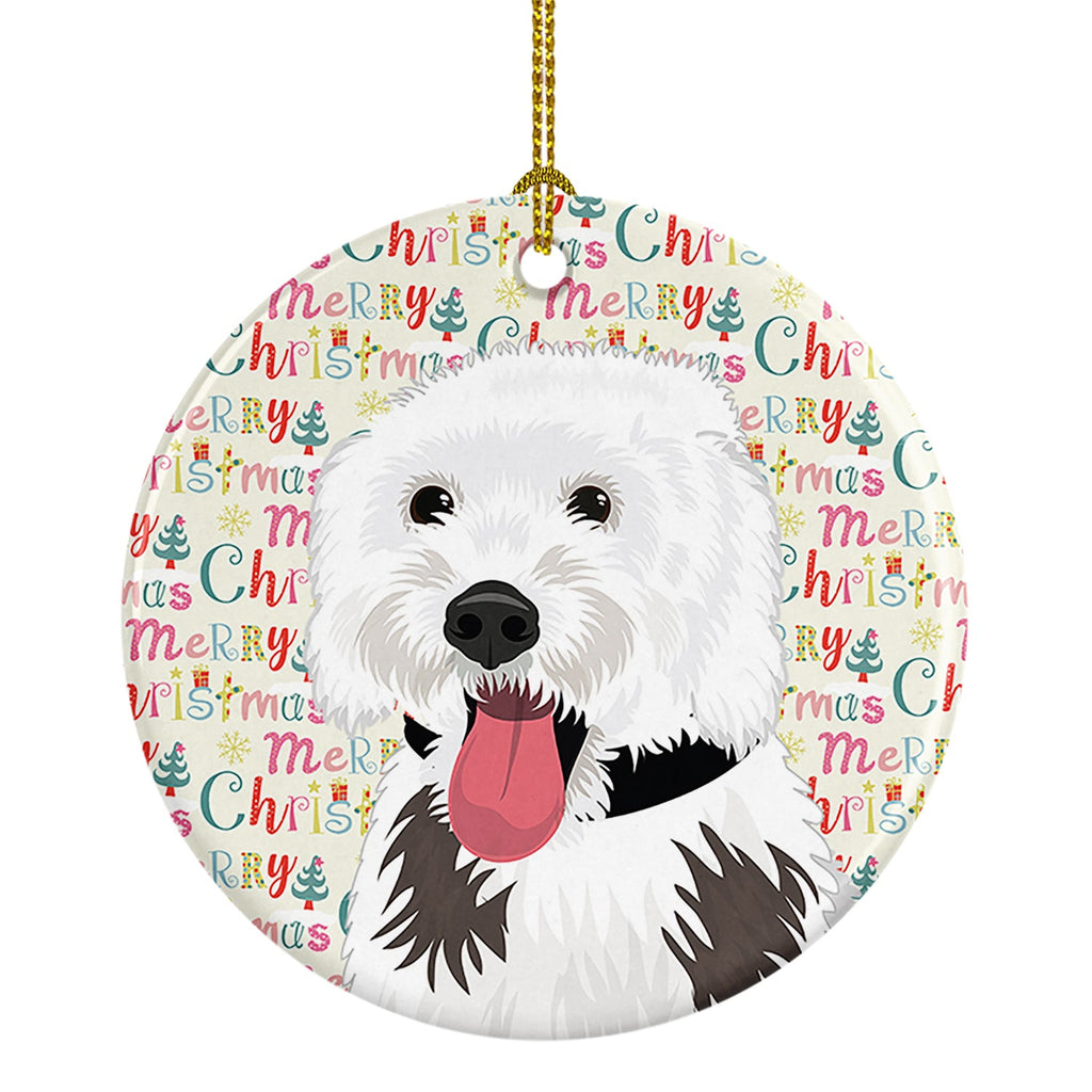 Doodle Silver and White #2 Christmas Ceramic Ornament