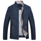 Men's Spring Stand Collar Mid-Length Windbreaker Jacket
